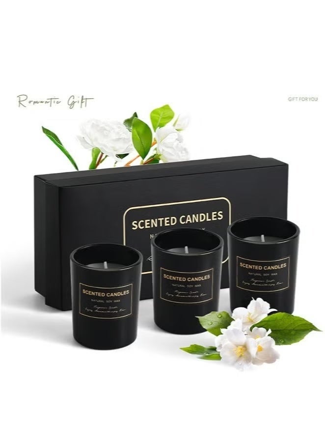 جولدن 3 قطع شموع معطرة، عطر قوي يدوم طويلاً، شمعة معطرة في برطمان فول الصويا، شموع معطرة للمنزل، مجموعة هدايا شموع للاستحمام والسبا واليوغا والسفر، لتخفيف التوتر 159 جرام - Image 1